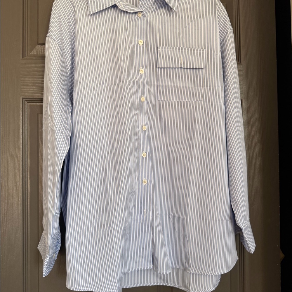 Elegant Blue Striped Button Down Shirt
